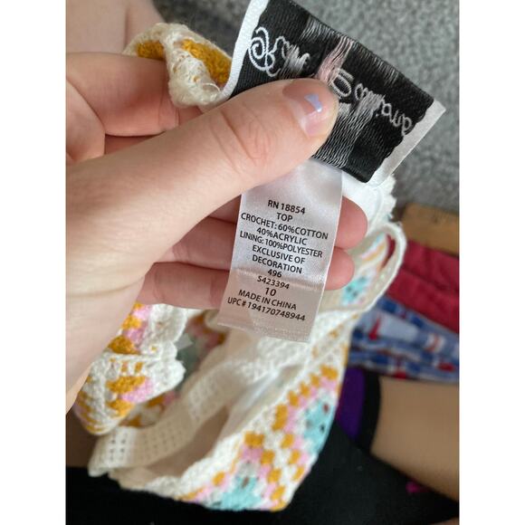 Vintage Rare Editions Tank Top 10 Medium Crochet Lined Square Neck Hippie Boho - Picture 9 of 14